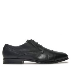 Półbuty Bugatti. Czarne buty wizytowe męskie Bugatti, bez wzorów, bez obcasa, bez zapięcia. Za 219.99 zł.