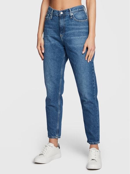 Calvin Klein Jeans Jeansy J20J220194 Niebieski Mom Fit. Niebieskie jeansy damskie Calvin Klein Jeans, bez wzorów, z bawełny. Za 299.99 zł.