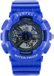 Zegarek ZEGAREK MĘSKI PERFECT SHOCK (zp219e) - blue. Niebieskie zegarki męskie NoName, bez wzorów. Za 48.64 zł.