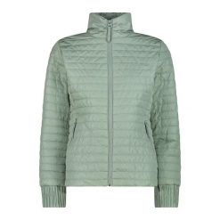 Damska kurtka puchowa CMP. Niebieskie kurtki sportowe damskie CMP, bez wzorów, z puchu, bez ramiączek, bez kaptura, trekkingowe. Za 508.50 zł.