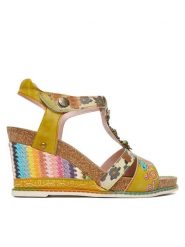 Laura Vita Sandały Balade 35 Żółty. Żółte sandały damskie Laura Vita, bez wzorów, ze skóry, bez obcasa, na koturnie, bez zapięcia. Za 429.99 zł.