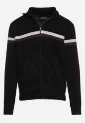 Czarny Sweter z Wełną i Stójką Zapinany na Suwak Naivone. Czarne swetry męskie Born2be, m, z aplikacjami, z jeansu, eleganckie, bez kołnierzyka, bez ramiączek. Za 89.99 zł.