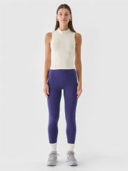 4F Legginsy dzianinowe damskie - granatowe XL. Niebieskie legginsy damskie 4F, bez wzorów, z bawełny. Za 79.99 zł.