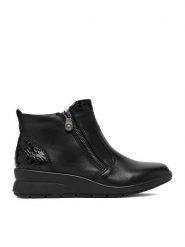 Rieker Botki CEO-L4861-00 Czarny. Czarne botki damskie Rieker, bez wzorów, ze skóry, bez obcasa, na koturnie, bez zapięcia. Za 399.99 zł.