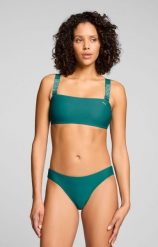 Góra od bikini damska - Bandeau - Emerald Ice. Zielone stroje kąpielowe damskie Puma, s, bez wzorów, z elastanu. Za 177.90 zł.