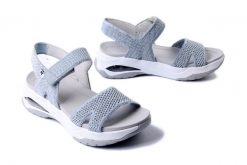 RIEKER w3152-10 blue, sandały damskie. Niebieskie sandały damskie Rieker, bez wzorów, z materiału, bez obcasa, na płaskiej podeszwie, bez zapięcia. Za 287.92 zł.