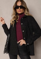 Czarna Koszula z Bawełny na Guziki z Cyrkoniami Nerellia. Czarne koszule damskie Renee, l, z aplikacjami, z bawełny, eleganckie, bez kołnierzyka, bez ramiączek. Za 139.99 zł.