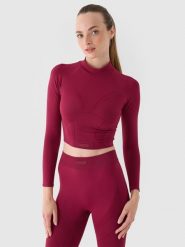 4F Longsleeve treningowy slim szybkoschnący damski - czerwony M/L. Czerwone koszulki sportowe damskie 4F, l, bez wzorów, z dzianiny, bez ramiączek, na fitness i siłownię. W wyprzedaży za 69.99 zł.