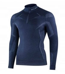 LS1610M Bluza męska z krótkim ekspresem EXTREME MERINO granatowy M. Niebieskie bluzy męskie Brubeck, m, bez wzorów, bez ramiączek, bez kaptura. Za 505.25 zł.