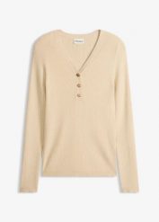 Sweter w prążek z wiskozą. Czarne swetry nierozpinane damskie bonprix, bez wzorów, z wiskozy, eleganckie, bez kołnierzyka, bez ramiączek. Za 69.99 zł.