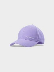 4F Czapka z daszkiem strapback damska - fioletowa S. Fioletowe czapki damskie 4F, na lato, bez wzorów, z bawełny, klasyczne. W wyprzedaży za 29.99 zł.