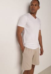 Beżowe Szorty Dresowe z Bawełną i Sznurkami Leofiel. Brązowe szorty męskie Born2be, bez wzorów, z bawełny, klasyczne. Za 59.99 zł.