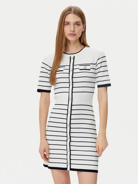 Morgan Sukienka dzianinowa 251-RMELIN Biały Regular Fit. Białe sukienki damskie Morgan, m, bez wzorów, z dzianiny, bez kołnierzyka, bez ramiączek. Za 209.99 zł.