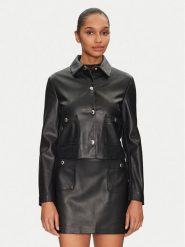 Morgan Kurtka z imitacji skóry 251-GKISS Czarny Regular Fit. Czarne kurtki damskie Morgan, bez wzorów, ze skóry, bez kaptura. Za 239.99 zł.