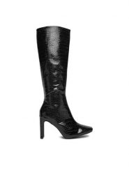 DeeZee Kozaki JDY210928 Czarny. Czarne kozaki damskie DeeZee, bez wzorów, z materiału, bez obcasa, na słupku, bez zapięcia. Za 239.99 zł.