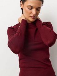 Dopasowany sweter z wiskozą - różowy. Czerwone swetry nierozpinane damskie Sinsay, l, bez wzorów, z wiskozy, bez kołnierzyka, bez ramiączek. Za 35.99 zł.