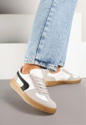 Biało-Czarne Casualowe Sneakersy Typu Kultowe Tenisówki Ablerri. Białe trampki i tenisówki damskie Renee, bez wzorów, bez zapięcia. Za 79.99 zł.