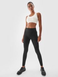 4F Legginsy treningowe bezszwowe z wysokim stanem damskie - czarne M/L. Czarne legginsy damskie 4F, l, bez wzorów, z dzianiny, z podwyższonym stanem, na fitness i siłownię. Za 129.99 zł.