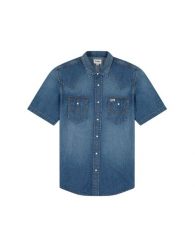 WRANGLER MĘSKA KOSZULA JEANSOWA SS WESTERN SHIRT Dusky 112350572 W5H8016805. Koszule męskie Wrangler, m, bez wzorów, z jeansu, bez kołnierzyka, bez ramiączek. Za 159.99 zł.