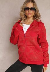Czerwona Bluza z Nadrukiem i Kapturem Lophia. Czerwone bluzy damskie Renee, l, bez wzorów, z polaru, bez ramiączek, z kapturem. Za 79.99 zł.