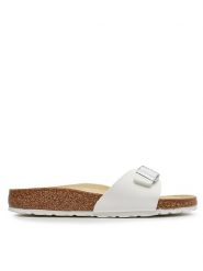 Birkenstock Klapki Madrid 0040733 Biały. Białe klapki męskie Birkenstock, bez wzorów, ze skóry, bez zapięcia. Za 359.99 zł.