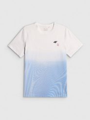 4F T-shirt regular z nadrukiem męski - niebieski M. Niebieskie t-shirty męskie 4F, m, bez wzorów, z materiału, bez kołnierzyka, bez ramiączek. Za 89.99 zł.