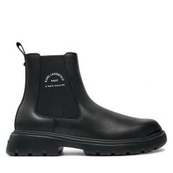 Sztyblety KARL LAGERFELD. Czarne botki męskie KARL LAGERFELD, bez wzorów, bez obcasa, bez zapięcia. Za 879.99 zł.