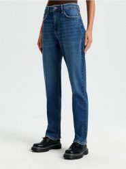 Jeansy straight high waist - niebieski. Niebieskie jeansy damskie Sinsay, bez wzorów, z bawełny, z podwyższonym stanem. Za 79.99 zł.
