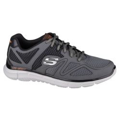 Buty sportowe Sneakersy męskie, Skechers Satisfaction-Flash Point. Szare buty sportowe męskie Skechers, bez wzorów, bez zapięcia, trekkingowe. Za 239.99 zł.
