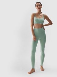 4F Legginsy do jogi z wysokim stanem damskie - turkusowe L. Niebieskie legginsy damskie 4F, bez wzorów, z dzianiny. W wyprzedaży za 69.99 zł.