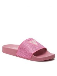 Guess Klapki E4GZ25 BB00F Różowy. Czerwone klapki damskie Guess, z aplikacjami, z tworzywa sztucznego, bez obcasa, bez zapięcia. Za 129.99 zł.