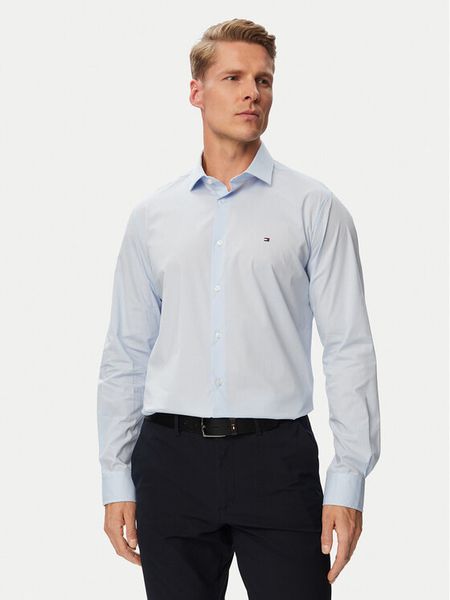 Tommy Hilfiger Koszula MW0MW43749 Niebieski Slim Fit. Niebieskie koszule męskie Tommy Hilfiger, m, bez wzorów, z bawełny, biznesowe, bez kołnierzyka, bez ramiączek. Za 266.99 zł.