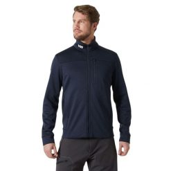 Kurtka polarowa Helly Hansen crew. Niebieskie kurtki męskie Helly Hansen, l, bez wzorów, z materiału, klasyczne, bez kaptura. Za 579.00 zł.