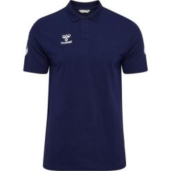 Polo Hummel Go 2.0 Chevron. Niebieskie koszulki sportowe męskie Hummel, bez wzorów, bez ramiączek, do piłki nożnej. Za 220.50 zł.