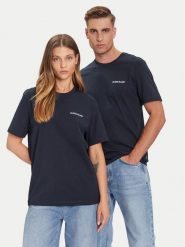 Guess Jeans T-Shirt M5BI78 K8FQ4 Granatowy Regular Fit. Niebieskie t-shirty damskie Guess Jeans, m, z aplikacjami, z bawełny, bez kołnierzyka, bez ramiączek. Za 109.99 zł.