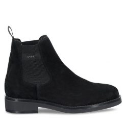 Sztyblety Gant. Czarne botki męskie GANT, bez wzorów, bez obcasa, bez zapięcia. Za 569.99 zł.