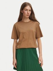 Lacoste T-Shirt TF7215 Brązowy jasny Regular Fit. Brązowe t-shirty damskie Lacoste, bez wzorów, z bawełny, bez kołnierzyka, bez ramiączek. Za 284.99 zł.