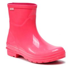 Kalosze Skechers. Czerwone kalosze damskie Skechers, bez wzorów, bez zapięcia. Za 209.99 zł.
