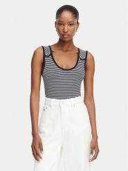Tommy Hilfiger Top Gold Button WW0WW52112 Granatowy Slim Fit. Niebieskie topy damskie Tommy Hilfiger, xs, bez wzorów, z wiskozy, bez kołnierzyka, bez ramiączek. Za 249.99 zł.