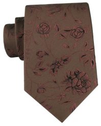 Brązowy Krawat ze Wzorem w Róże - Chattier. Brązowe krawaty i muchy Chattier, bez wzorów, z tkaniny, eleganckie. Za 55.00 zł.