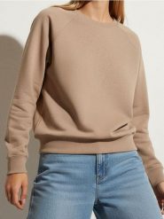 Bluza crewneck basic - brązowy. Brązowe bluzy damskie Sinsay, l, bez wzorów, bez ramiączek, bez kaptura. Za 35.99 zł.