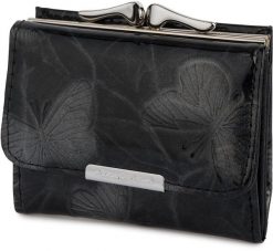 Portfel skórzany damski mały portmonetka lakier bigiel czarny F61. Czarne portfele damskie Jennifer Jones, z lakierowanej skóry. Za 99.83 zł.