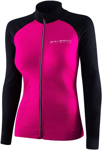 LS1352W Bluza damska ATHLETIC fuksjowy/czarny L. Czarne bluzy damskie Brubeck, l, bez wzorów, bez ramiączek, bez kaptura. Za 269.44 zł.