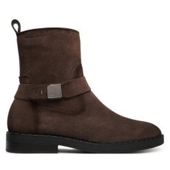 Botki Tamaris. Brązowe botki damskie Tamaris, bez wzorów, bez obcasa, na płaskiej podeszwie, bez zapięcia. Za 469.99 zł.