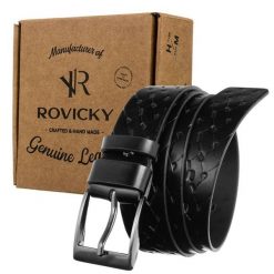 Pasek męski czarny Rovicky PRS-04-G. Czarne paski męskie ROVICKY, ze skóry, eleganckie. Za 50.00 zł.