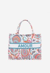 Pomarańczowa Geometryczna Torebka Shopper w Ornamentalny Wzór Alisetha. Brązowe shopperki damskie Born2be, bez wzorów, z jeansu, bez dodatków. Za 49.99 zł.