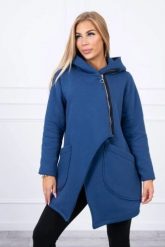 Bluza ocieplana z asymetrycznym suwakiem jeansowa. Bluzy damskie KESI, l, bez wzorów, z bawełny, bez ramiączek, bez kaptura. Za 238.37 zł.