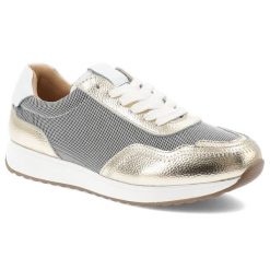 Złote Sneakersy S.Barski Stylowe Obuwie Damskie. Żółte sukienki damskie S.BARSKI, na co dzień, s, bez wzorów, z materiału, eleganckie, bez kołnierzyka, bez ramiączek, dopasowane. Za 186.99 zł.