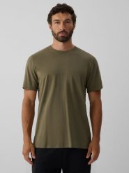 4F T-shirt regular z antybakteryjnym wykończeniem Polygiene męski - khaki 3XL. Brązowe t-shirty męskie 4F, l, bez wzorów, z dzianiny, bez kołnierzyka, bez ramiączek. Za 69.99 zł.