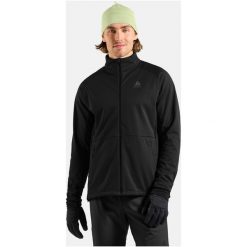 Kurtka przeciwwiatrowa Odlo Jacket ESSENTIAL WARM. Czarne kurtki męskie ODLO, na zimę, s, bez wzorów, z dzianiny, bez kaptura, na fitness i siłownię. Za 479.50 zł.